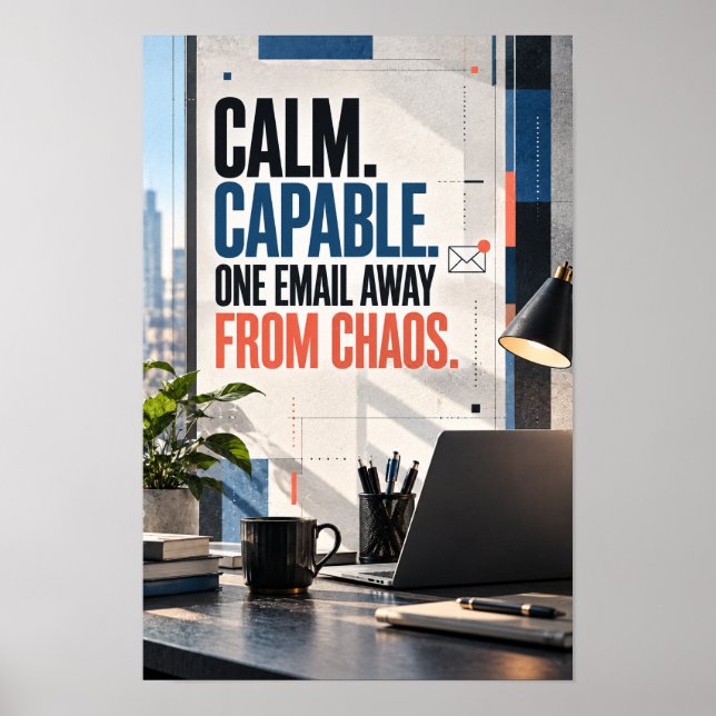 Poster Um E-mail Afastado do Caos Calmo Capaz Moderno Esc (Frente)