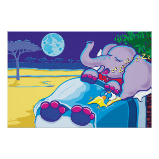 Pôster Um elefante roncando doce e Poster de som