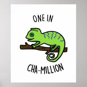 Poster Um Em Cha-Milhão De Chameleon Engraçado