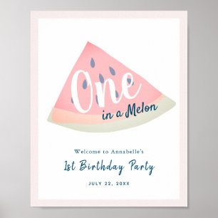 Poster Um em um Sinal de Boas-vindas de aniversário da M