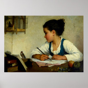 Poster Um Escrevendo de Meninas, Pet Goldfinch, por Henri
