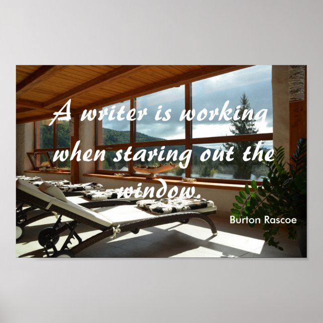 Pôster Um escritor está trabalhando... Citação Burton Ras (Frente)
