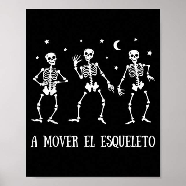 Poster Um Esqueleto Divertido Espanhol Halloween (Frente)