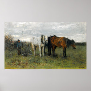 Pôster Um fazendeiro Ploughing