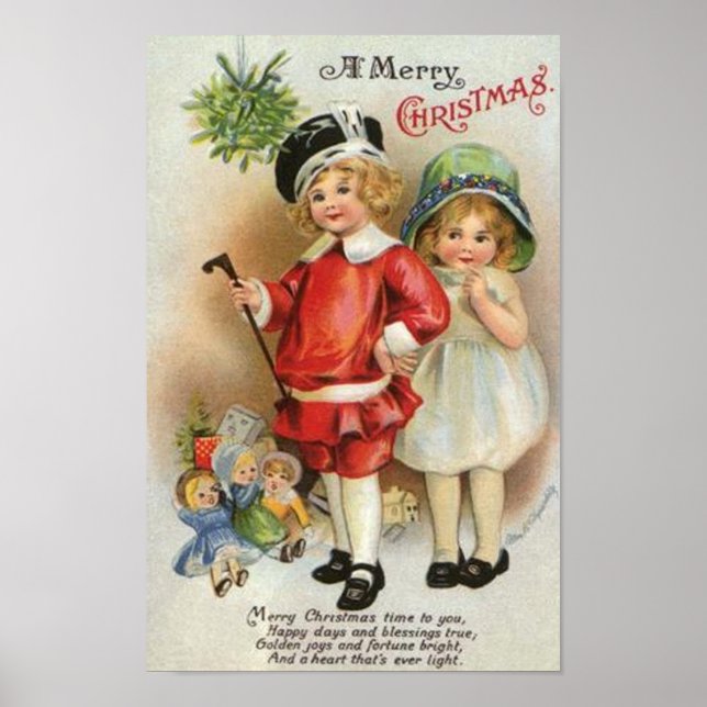 Poster Um Feliz Cartão de Natal e Menina (Frente)