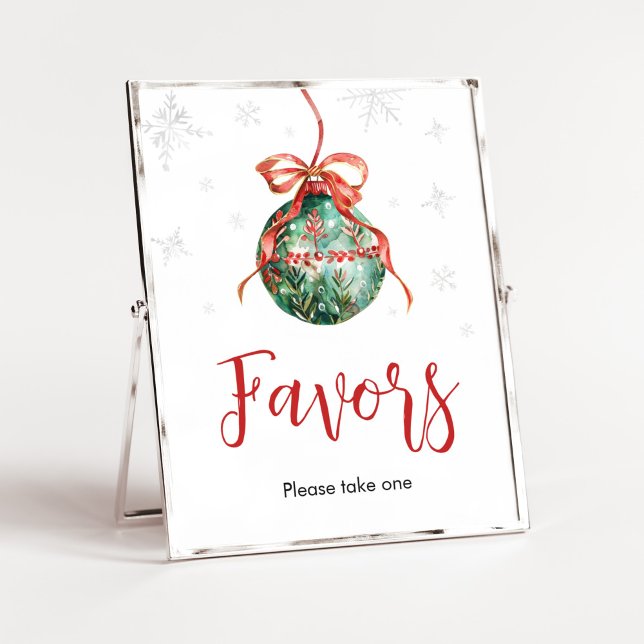Poster Um Feliz Chá de fraldas de Natal Favoritos (Merry Little Christmas Ornaments Baby Shower Favors Sign)