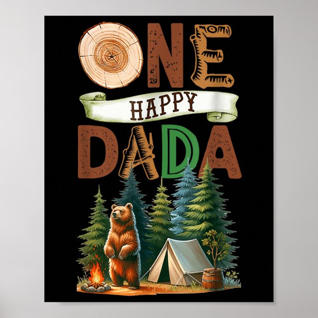 Poster Um Feliz Dada Acampante Urso de Acampamento de Pri (Frente)