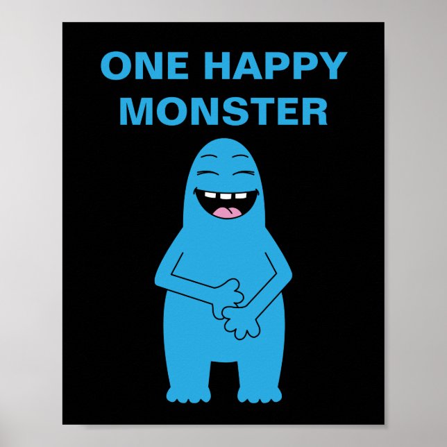 Poster Um Feliz Monstro Halloween Texto Personalizado (Frente)