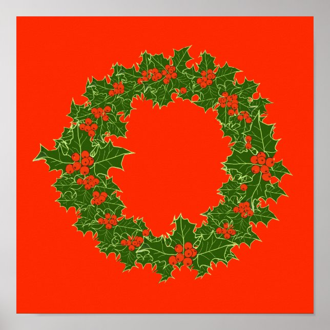 Poster Um Feliz Natal Holly Wreath (Frente)