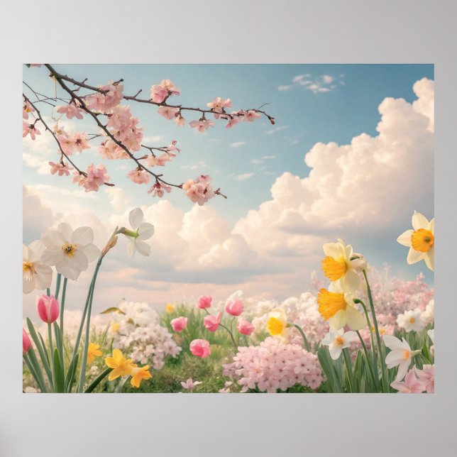 Poster Um Fundo Floral de Primavera (Frente)