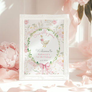 Poster Um Ganso Bobo Arco Rosa Bege Bem-vindo de Aniversá