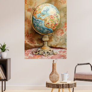 Poster Um globo decorativo adornado com motivos florais