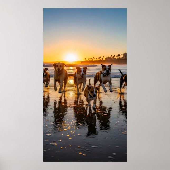 Poster Um grupo de cachorros perseguindo e esmagando (Frente)