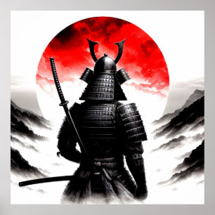Poster Um Guerreiro Samurai Na Tradicional Armadura Poste