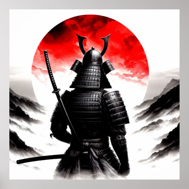 Poster Um Guerreiro Samurai Na Tradicional Armadura Poste (Frente)