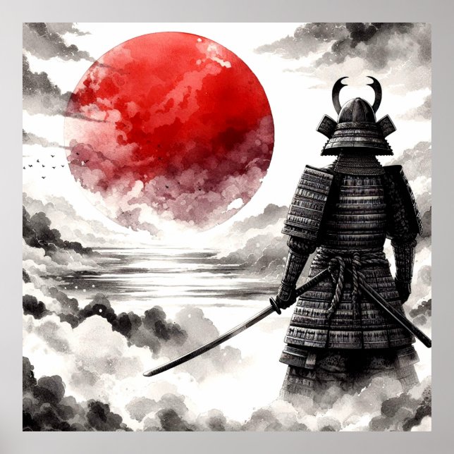 Poster Um Guerreiro Samurai Na Tradicional Armadura Poste (Frente)