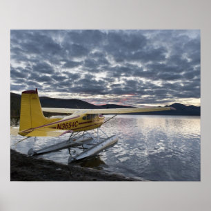 Poster Um hidroavião no pitoresco lago Takahula