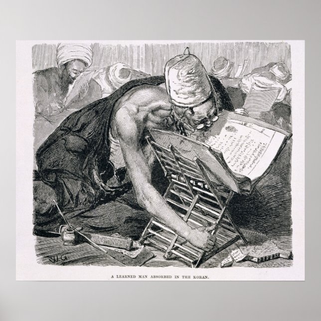 Poster Um Homem Aprendido Absorvido no Corão (Frente)