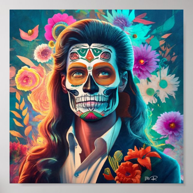 Poster Um homem celebrando o Dia de Los Muertos (Frente)