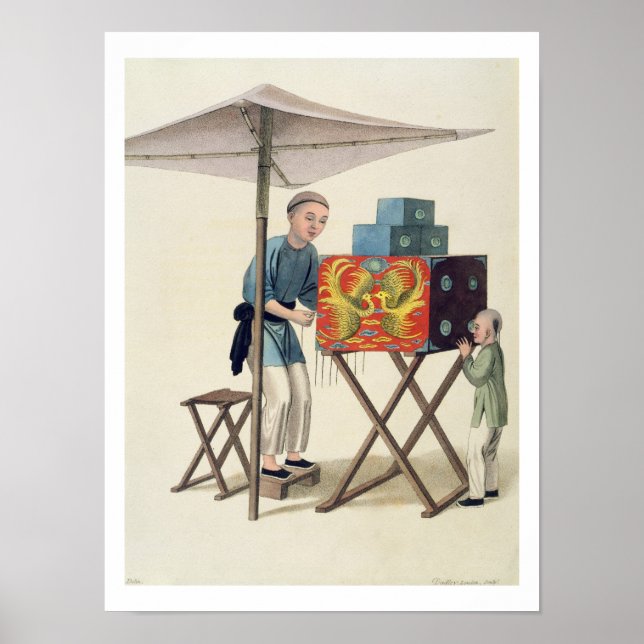 Pôster Um homem com um Raree-Show, prato 10 de "O Costum" (Frente)