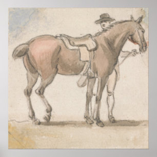 Poster Um homem e um cavalo selado - Paul Sandby - c1800