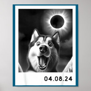 Poster Um Husky Siberiano da Totalidade do Eclipse Solar