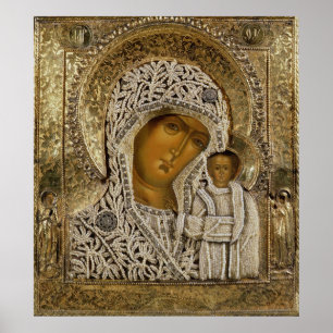 Poster Um ícone que mostra o Virgin de Kazan