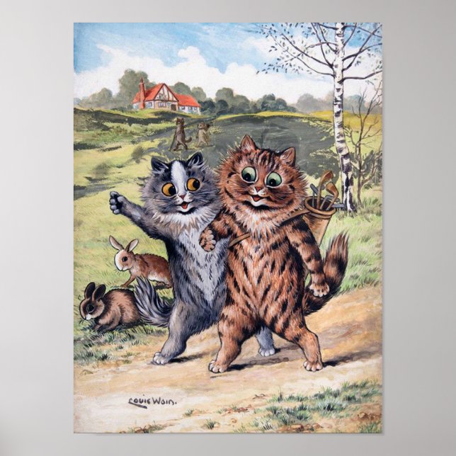 Poster Um jogo de golfe, Louis Wain (Frente)