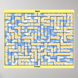 Poster Um labirinto azul e amarelo colorido.