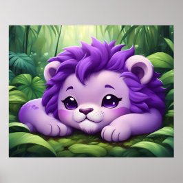 Poster Um leão roxo na selva