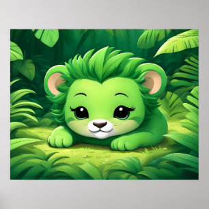 Poster Um leão verde na selva