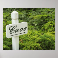 Um letreiro apontando para a adega (Cave) em