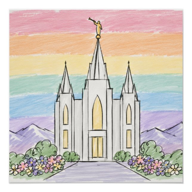 Pôster Um Lugar Celestial de Paz | Bela Templo Mórmon U (Frente)