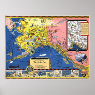 Poster Um mapa amigável de Alaska