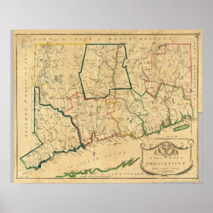 Poster Um mapa correto de Connecticut