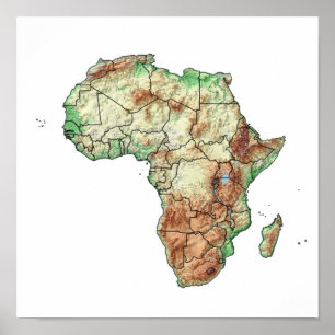Poster Um mapa da África colorido por código de cores com