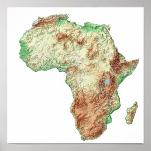 Poster Um mapa de África codificado por cores com seus pa