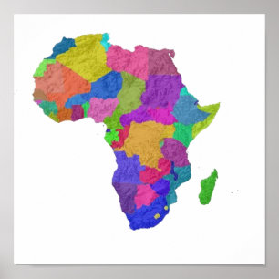 Poster Um mapa de África codificado por cores com seus pa