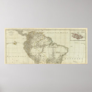 Poster Um mapa de Ámérica do Sul, seção do norte