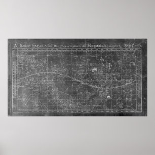 Pôster Um mapa de mercator dos céus estrelados