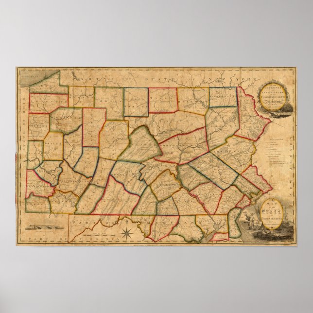 Pôster Um Mapa Do Estado Da Pensilvânia (Frente)
