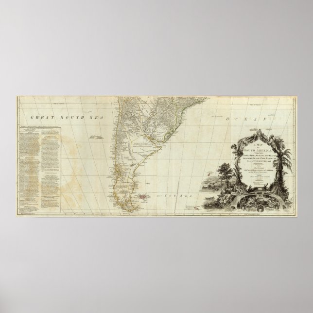 Pôster Um mapa do sul da América do Sul (Frente)