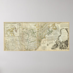 Pôster Um mapa exato da seção do norte de America do