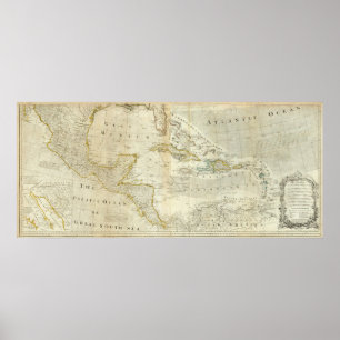 Pôster Um mapa exato do secção sul de America do Norte