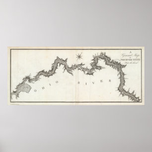 Poster Um mapa geral do rio Ohio, chapeia o terço
