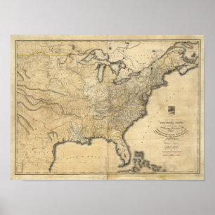 Pôster Um mapa novo e correto dos Estados Unidos