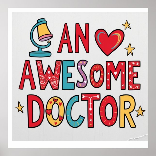 Poster Um médico incrível. Obrigado presente (Frente)