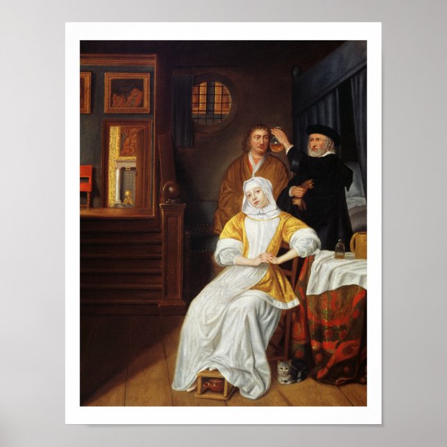 Poster Um médico visitando uma moça jovem em um quarto (ó (Frente)
