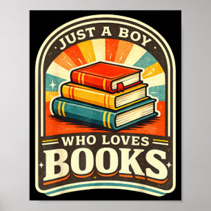 Poster Um menino que ama livros bibliôfilo engraçado leit