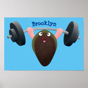 Poster Um mexilhão engraçado trabalhando na ilustraçã